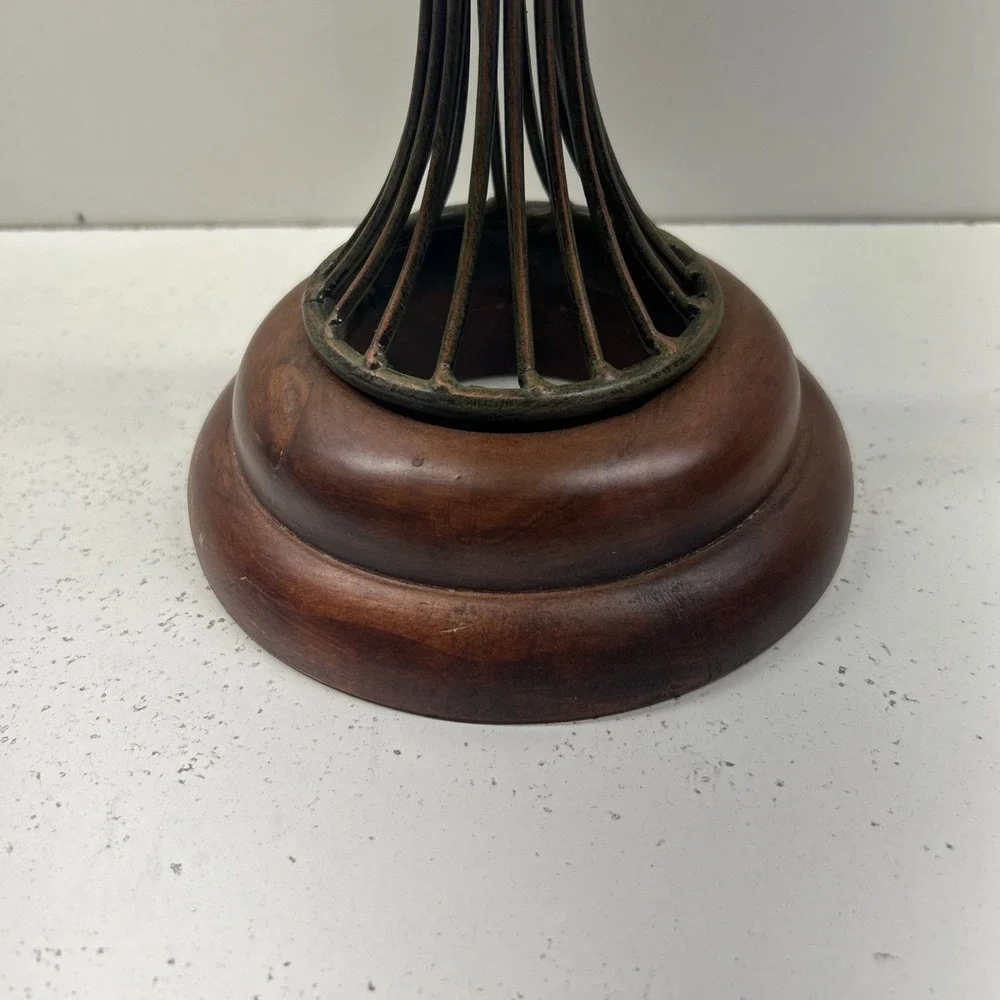 Vintage Art Nouveau Style Green Glass Ribbed Tulip Planter/candle‎ Holder